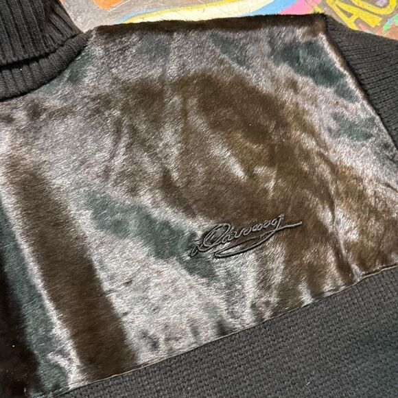 Vintage 80s Davoucci Hip Hop Turtleneck – Cowhide Fur Panel & Sleeve Pocket - Picture 3 of 13